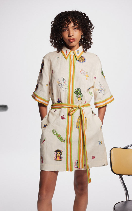 Alemais Checkers Embroidered Mini Dress Size 12