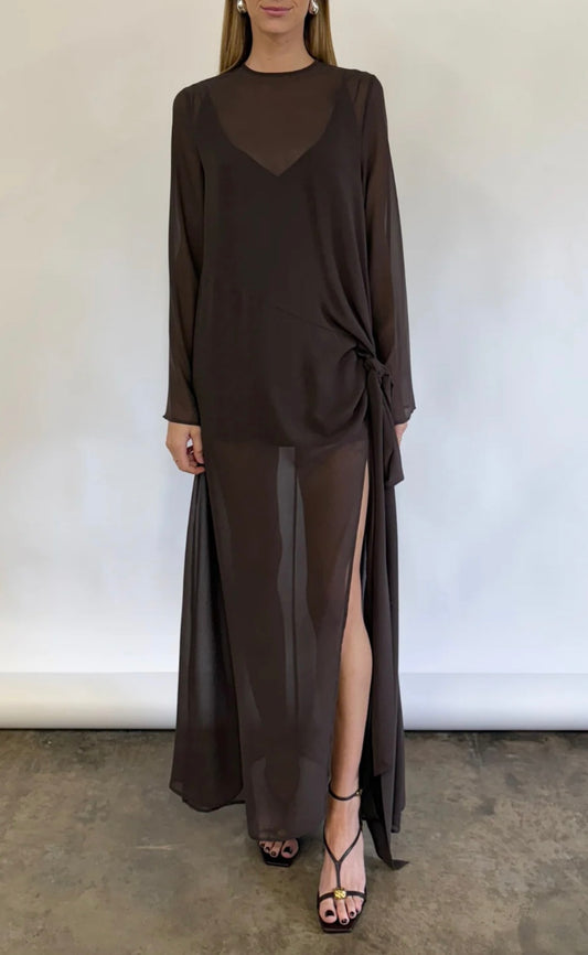 By Nicola Elodie Maxi Dress In Chocolate Size 12