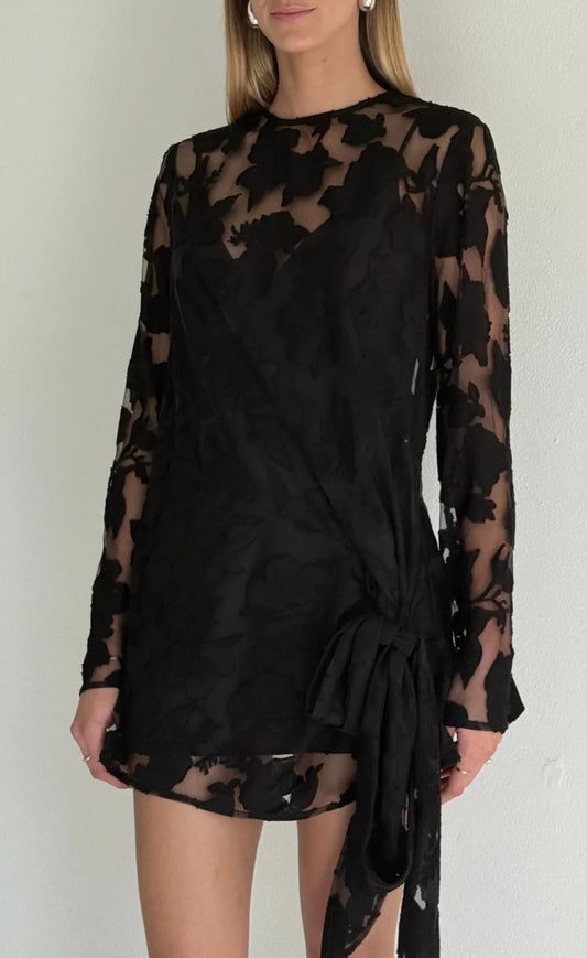 By Nicola Elodie Mini Dress In Black Lace Size 14