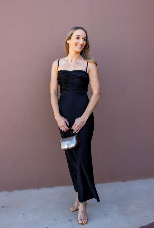 Shona Joy Strapless Rouched Midi Dress Size 6