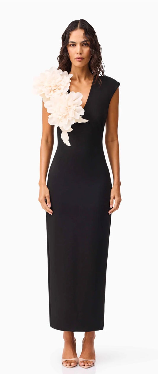 ELLIATT Zahara V-Neck Gown in Black Size M