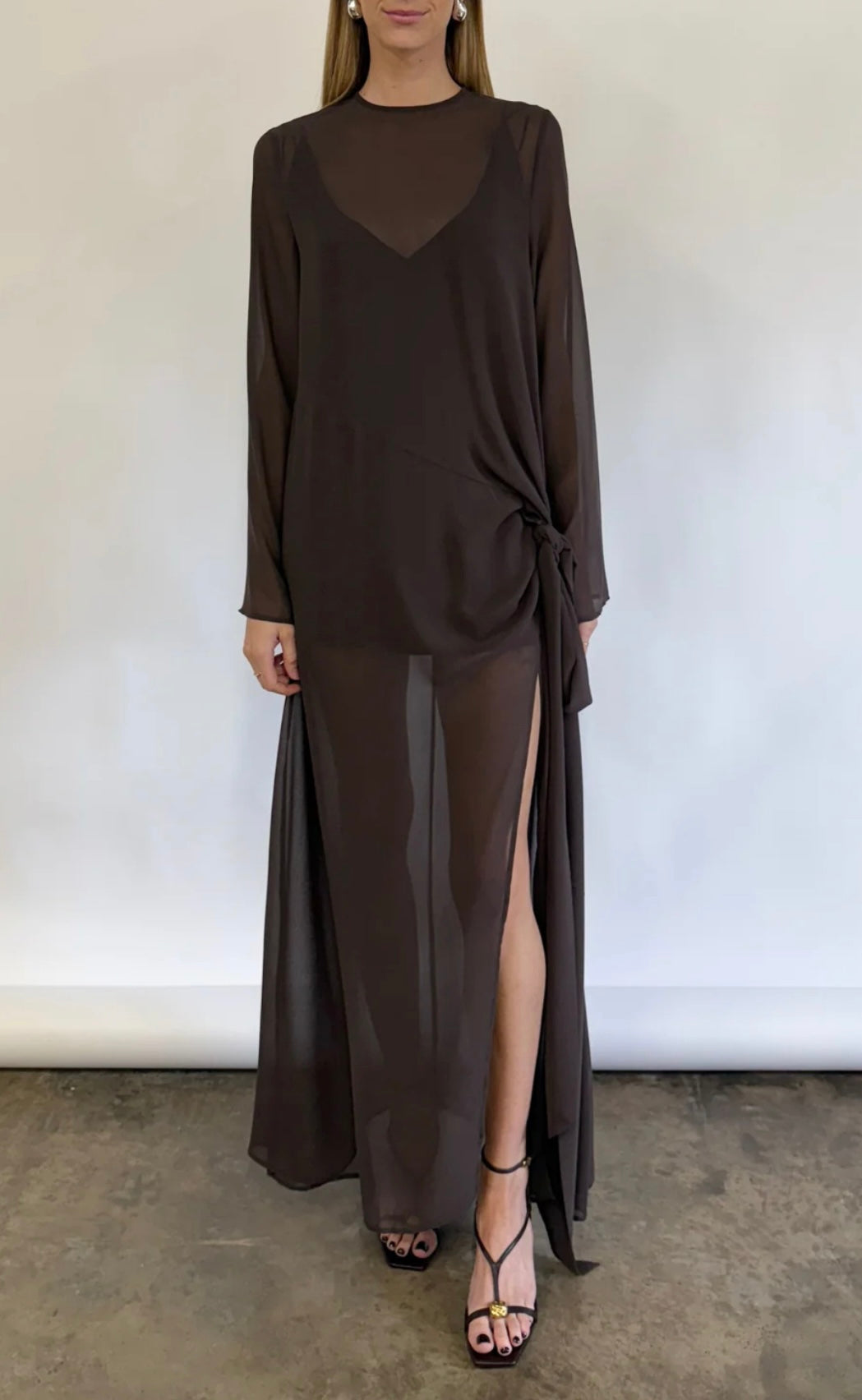 By Nicola Elodie Maxi Dress In Chocolate Size 12